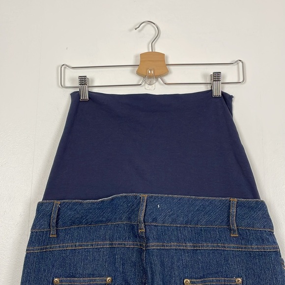 Mummy Long Legs Matenity Jeans womens 14/16 Wide Leg 7 Pockets Blue Pants - Picture 8 of 10